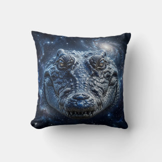 Magical Crocodile Galaxy Throw Pillow