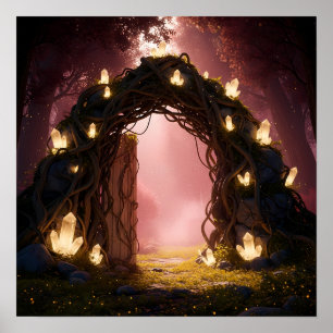 Magical Crystal Gate in the Twilight Forest Poster