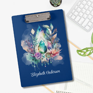 Magical Crystals Boho Navy Dreamcatcher Clipboard
