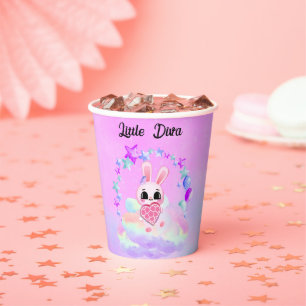 Magical Cute Bunny with Pink Heart Paper Cups