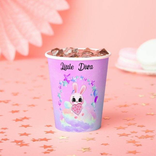 Magical Cute Bunny with Pink Heart Paper Cups (Insitu)