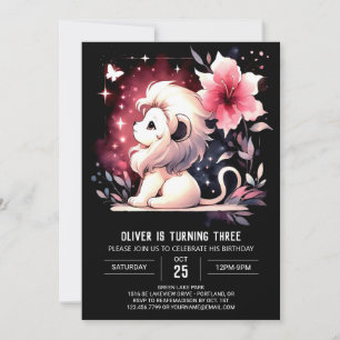 Magical Cute Lion Birthday Invitation