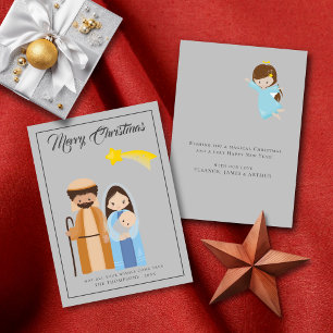 Magical Cute Nativity Star Christmas Holiday Card