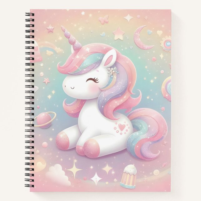 Magical Cute Sparkly Pastel Unicorn Notebook (Front)