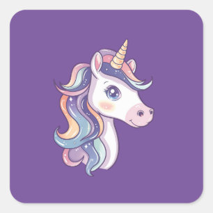 Magical Cute Sparkly Pastel Unicorn Square Sticker