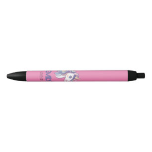 Magical Cute Sparkly Pastel Unicorn with Kids Name Black Ink Pen
