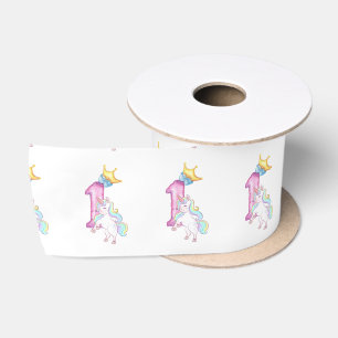 Magical Cute Unicorn Birthday Party Fantasy Celebr Satin Ribbon