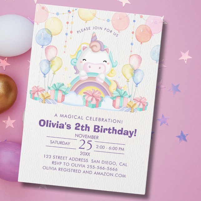 Magical cute unicorn celebration invitation (Creator Uploaded)
