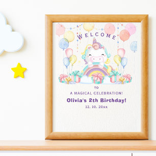 Magical cute unicorn celebration poster