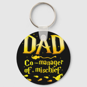 Magical dad co-manager of mischief birthday family key ring