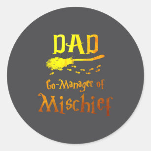 Magical Dad, Manager Of Mischief Birthday Family M Classic Round Sticker