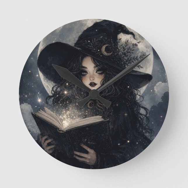 magical dark academia witchy design ||  round clock (Front)