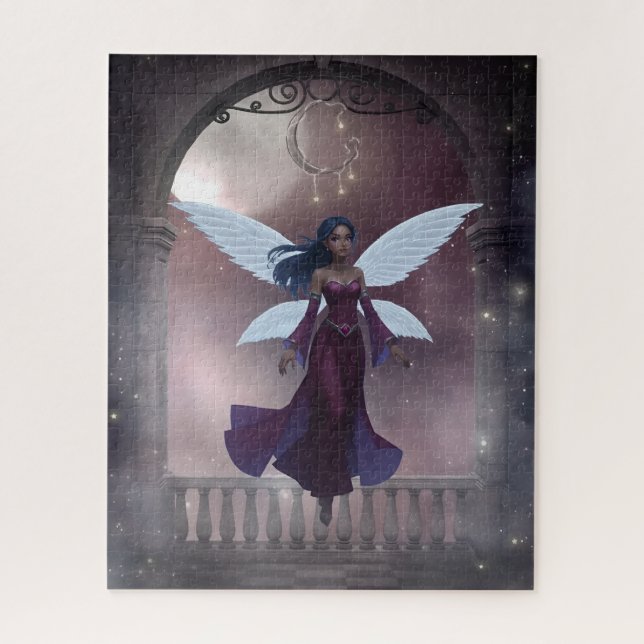 Magical Dark-Haired Fairy with Moon Jigsaw Puzzle (Vertical)