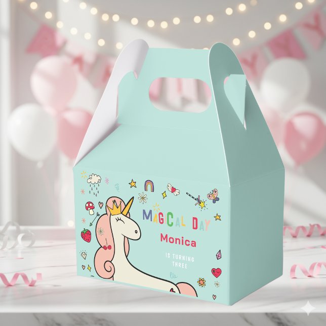 Magical day cute cartoon unicorn kids birthday favour box (Creator Uploaded)