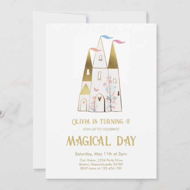  Magical Day Princess Castle Girl Birthday Invitation (Front)