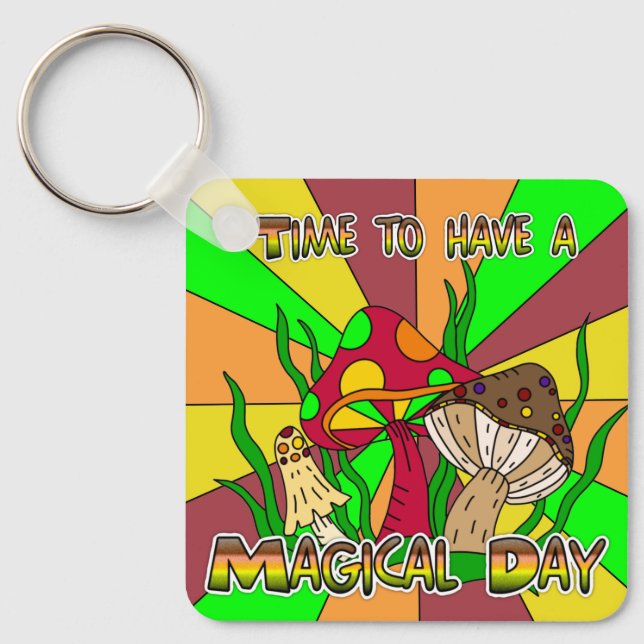 Magical Day | Retro Magic Mushrooms Key Ring (Front)