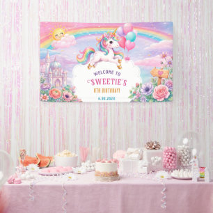 Magical Day Unicorn and Rainbows Birthday Banner