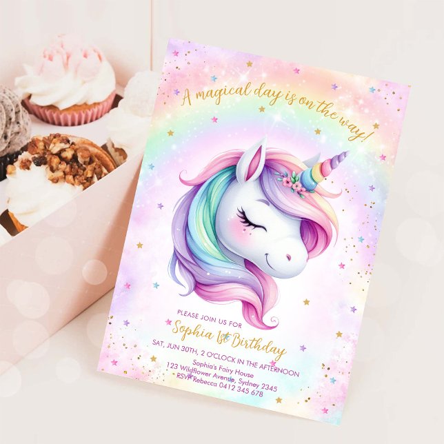 Magical Day Unicorn and Rainbows Birthday Invitation (Creator Uploaded)