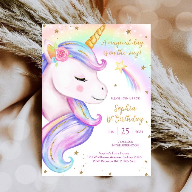 Magical Day Unicorn and Rainbows Birthday Invitation (Creator Uploaded)