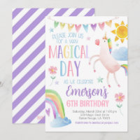 Magical Day Unicorn Birthday Invite
