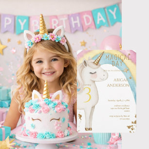 Magical Day Unicorn Girl Birthday Party Invitation