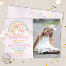 Magical Day Unicorn Photo Invitation