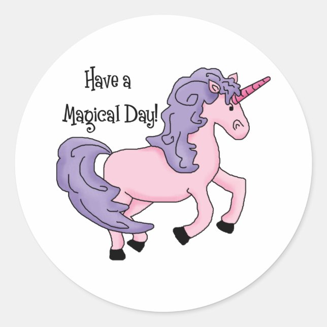 Magical Day Unicorn Tees and Gifts Classic Round Sticker (Front)