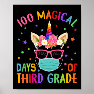 Magical Days Of Third Grade School Unicorn Mask Gi Poster