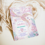 Magical Dive into Five Mermaid 5th Birthday Party Invitation<br><div class="desc">Immerse your guests in the captivating allure of an underwater world with its soft pink, lavender & teal hues, whimsical mermaid tail, and charming sea-inspired elements. Setting the perfect tone for an extraordinary 5th birthday celebration, this invitation is guaranteed to make a splash and leave a lasting impression on all...</div>
