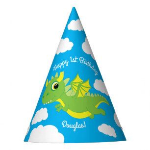 Magical Dragon Cute 1st Birthday Party Hats
