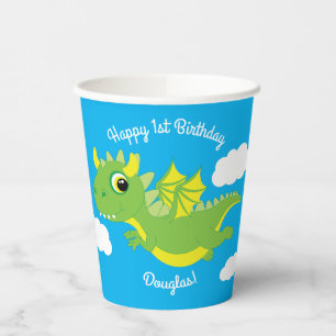 Magical Dragon Cute 1st Birthday Party Paper Cups