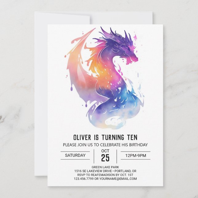 Magical Dragon Fantasy Birthday Invitation (Front)