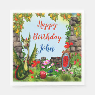 Magical Dragon Fantasy Birthday Party Napkin