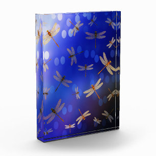 Magical Dragonflies On Blue, Photo Block