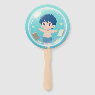 Magical Dreamer: Little Boy & Floating Books Whims Hand Fan