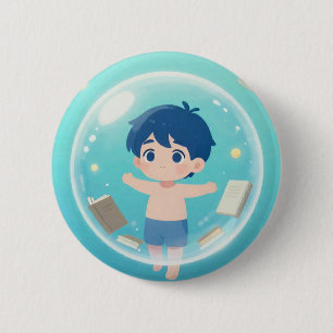 Magical Dreamer: Little Boy in a Bubble with Float 6 Cm Round Badge