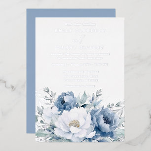 Magical Dusty Blue & White Floral Wedding Silver