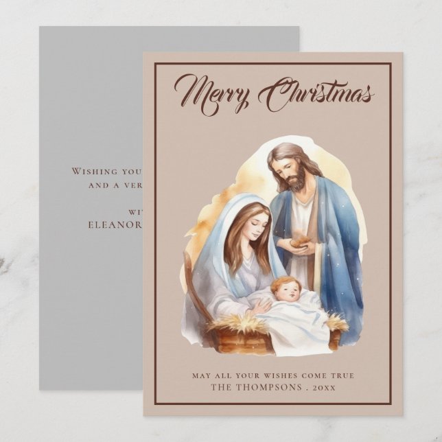 Magical elegant Nativity Star Christmas Holiday Card (Front/Back)