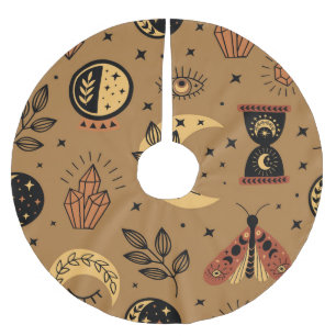 Magical Elements: Enchanting Seamless Pattern Brushed Polyester Tree Skirt