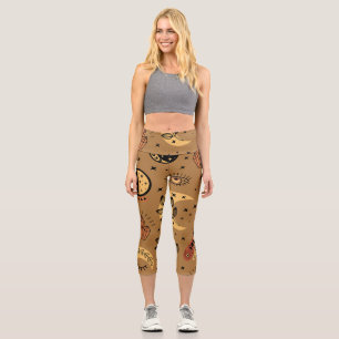 Magical Elements: Enchanting Seamless Pattern Capri Leggings