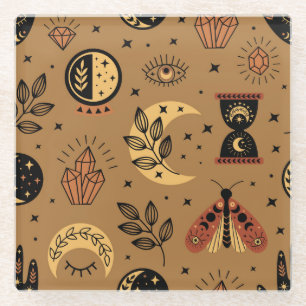 Magical Elements: Enchanting Seamless Pattern Glass Coaster
