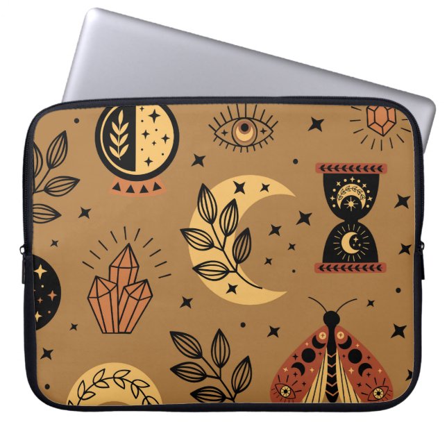 Magical Elements: Enchanting Seamless Pattern Laptop Sleeve (Front)