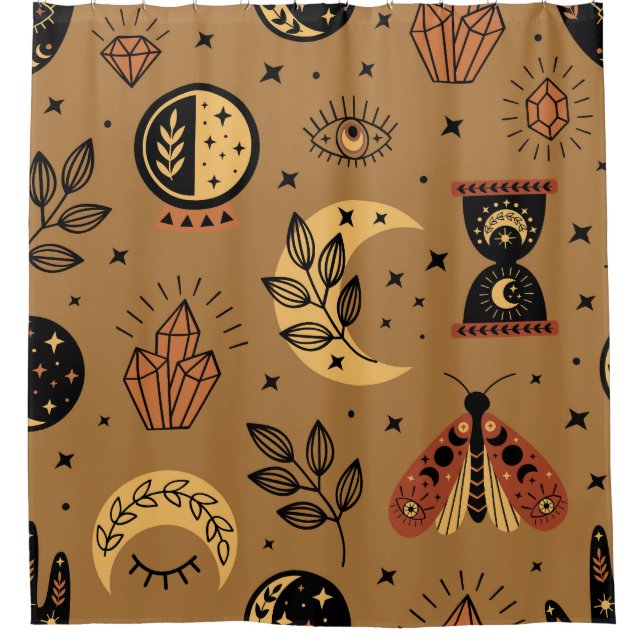 Magical Elements: Enchanting Seamless Pattern Shower Curtain (Front)