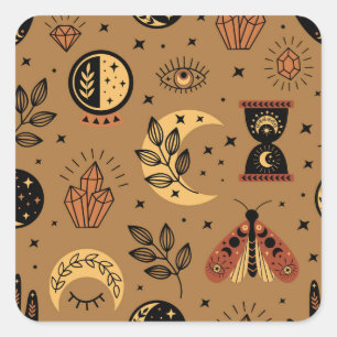 Magical Elements: Enchanting Seamless Pattern Square Sticker