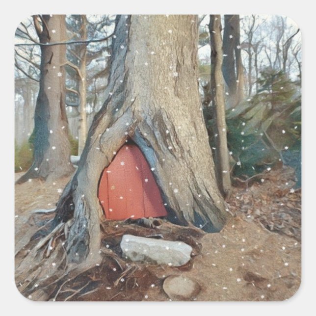 Magical Elf House Square Sticker (Front)