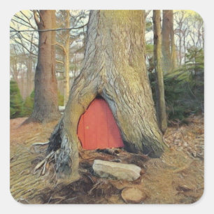 Magical Elf House Square Sticker