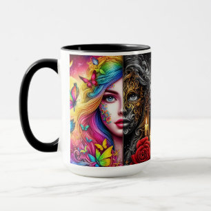 Magical Elven Duality - Day - Night Realms Mug