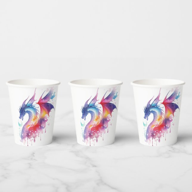 Magical Enchanted Dragon Birthday Paper Cups (Multi)
