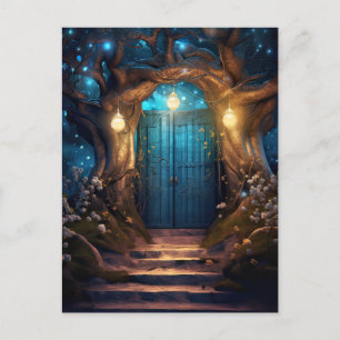Magical Enchanted Forest Fantasy Antique Door Postcard