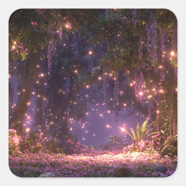 Magical Enchanted Forest Square Sticker (Front)